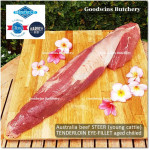 Beef Eye Fillet Mignon Has Dalam Tenderloin AGED BY GOODWINS 3-4 weeks STEER (young cattle) Australia HARVEY frozen 1/3 WELLINGTON cuts (price/pc 1kg)